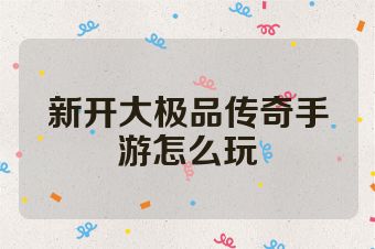 新开大极品传奇手游怎么玩