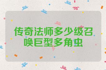传奇法师多少级召唤巨型多角虫