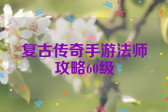 复古传奇手游法师攻略60级