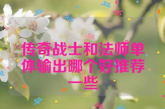 传奇战士和法师单体输出哪个好推荐一些