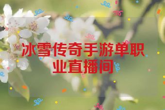 冰雪传奇手游单职业直播间