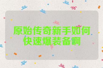 原始传奇新手如何快速爆装备啊