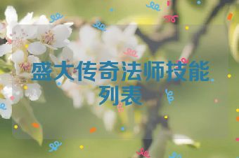 盛大传奇法师技能列表