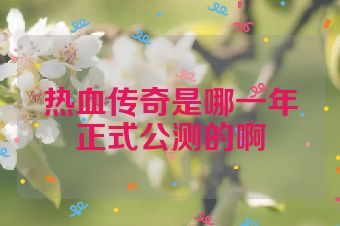 热血传奇是哪一年正式公测的啊