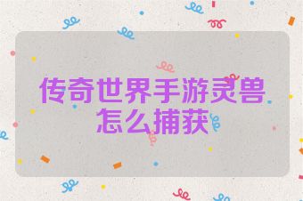 传奇世界手游灵兽怎么捕获