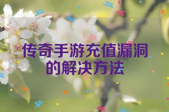 传奇手游充值漏洞的解决方法