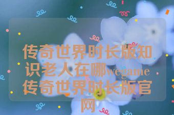 传奇世界时长版知识老人在哪wegame传奇世界时长版官网