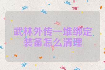 武林外传一堆绑定装备怎么清理