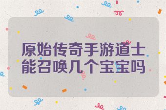 原始传奇手游道士能召唤几个宝宝吗