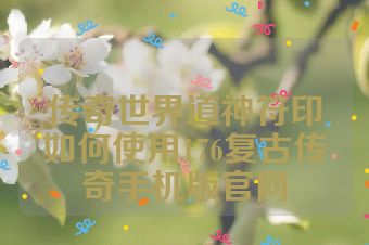 传奇世界道神符印如何使用176复古传奇手机版官网