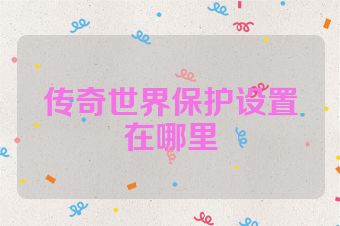 传奇世界保护设置在哪里