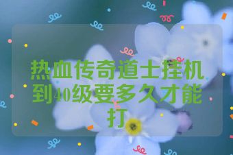 热血传奇道士挂机到40级要多久才能打