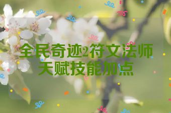 全民奇迹2符文法师天赋技能加点