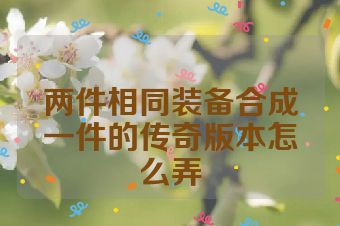 两件相同装备合成一件的传奇版本怎么弄
