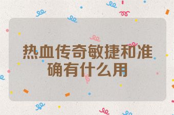 热血传奇敏捷和准确有什么用