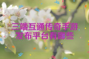 三端互通传奇手游发布平台有哪些