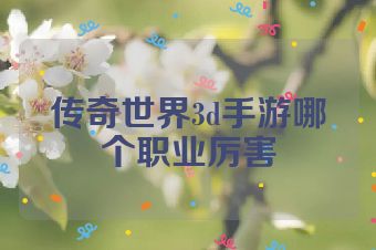 传奇世界3d手游哪个职业厉害