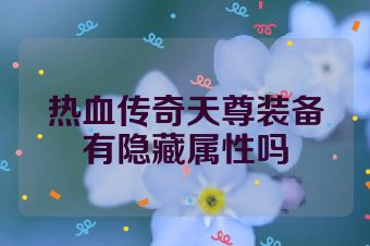 热血传奇天尊装备有隐藏属性吗