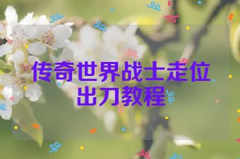 传奇世界战士走位出刀教程