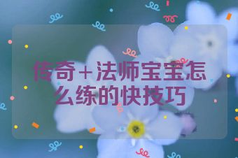 传奇+法师宝宝怎么练的快技巧