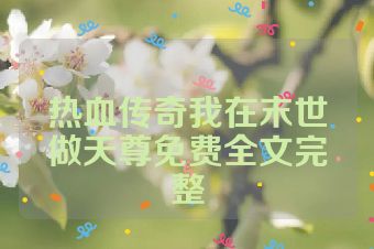 热血传奇我在末世做天尊免费全文完整