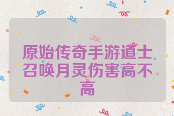 原始传奇手游道士召唤月灵伤害高不高
