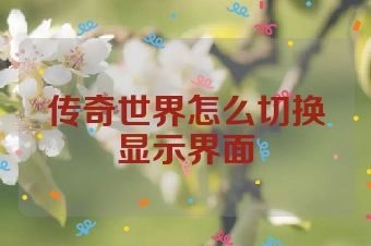 传奇世界怎么切换显示界面