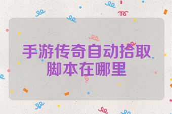 手游传奇自动拾取脚本在哪里