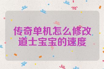 传奇单机怎么修改道士宝宝的速度