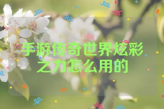 手游传奇世界炫彩之力怎么用的
