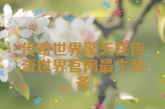 传奇世界擎天柱传奇世界官网最牛装备