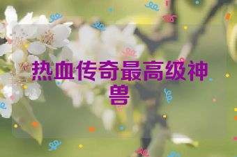 热血传奇最高级神兽