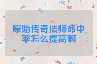 原始传奇法师命中率怎么提高啊