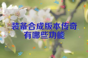 装备合成版本传奇有哪些功能