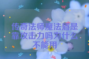 传奇法师魔法盾是靠攻击力吗为什么不能用