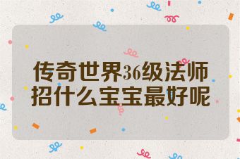 传奇世界36级法师招什么宝宝最好呢