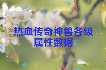 热血传奇神兽各级属性数据