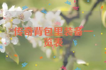 传奇背包里装备一览表