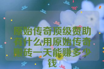 原始传奇顶级赞助有什么用原始传奇搬砖一天能赚多少钱