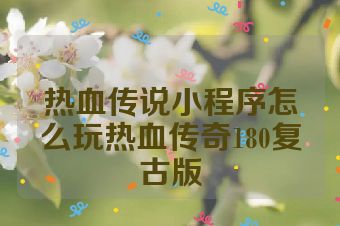 热血传说小程序怎么玩热血传奇180复古版