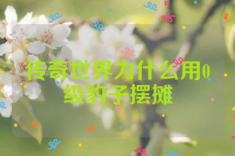 传奇世界为什么用0级豹子摆摊