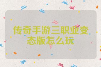 传奇手游三职业变态版怎么玩
