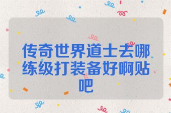 传奇世界道士去哪练级打装备好啊贴吧
