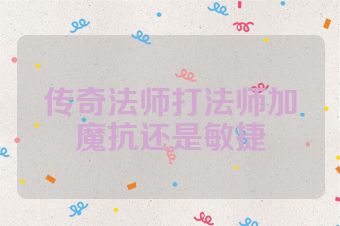 传奇法师打法师加魔抗还是敏捷