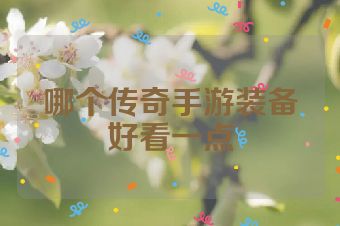 哪个传奇手游装备好看一点