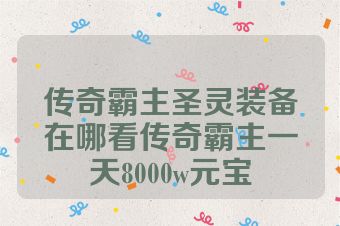 传奇霸主圣灵装备在哪看传奇霸主一天8000w元宝