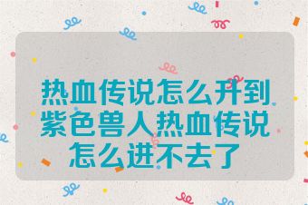 热血传说怎么升到紫色兽人热血传说怎么进不去了