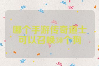 哪个手游传奇道士可以召唤30个狗