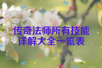 传奇法师所有技能详解大全一览表