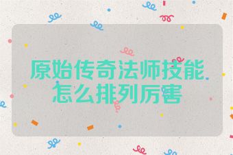 原始传奇法师技能怎么排列厉害